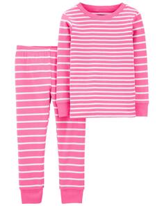 Пижамы из 2 предметов в полоску из 100 % хлопка с облегающим кроем для малышей Carter&apos;s, розовый Carters