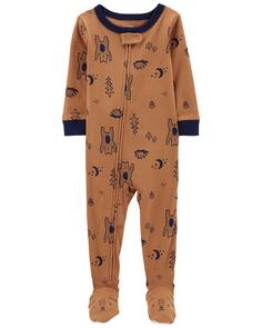 Цельнокроеные пижамы Woodlands из 100% хлопка с плотной посадкой для малышей Carter&apos;s, коричневый Carters