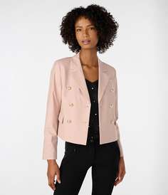 Двубортный укороченный пиджак slub twill Karl Lagerfeld, розовый
