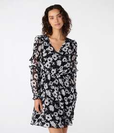 Мини-платье из шифона с цветками Karl Lagerfeld, черный