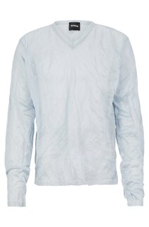 Джемпер Hugo Boss V-neck In A Crinkled Knit With Metalized Fibres, светло-голубой