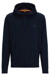 Толстовка Hugo Boss French-terry-cotton Hooded With Logo Patch, темно-синий