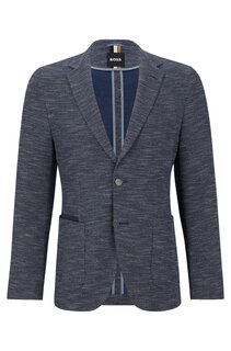 Пиджак Hugo Boss Regular-fit In Micro-patterned Cloth, темно-синий
