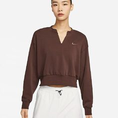 Свитшот Nike Casual Modern Activewear Women&apos;s Oversized French Terry Cropped, темно-коричневый