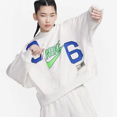 Худи 96 Nike Sportswear Women&apos;s French Terry, белый/синий/зеленый