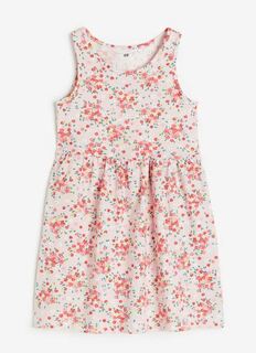 Платье с принтом цветы хлопок H&amp;M Flowers With Print Cotton, светло-розовый H&M