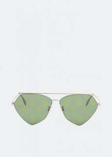 Солнечные очки ALEXANDER MCQUEEN Top Piercing sunglasses, зеленый