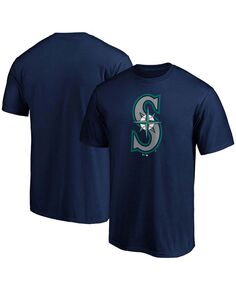 Мужская темно-синяя футболка с официальным логотипом seattle mariners Fanatics, синий