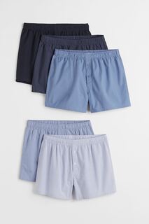 Набор трусов, 5 штук, H&amp;M Woven Cotton Boxer, голубой H&M