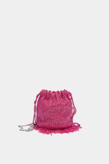 Сумка-мешок с вышивкой бисером и бахромой Pull&amp;Bear, розовый
