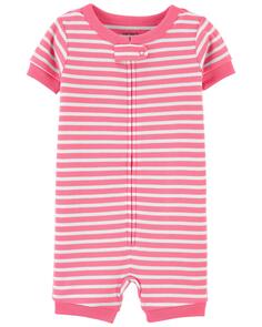 Цельнокроеный пижамный комбинезон из 100 % хлопка в полоску для малышей Carter&apos;s, розовый Carters
