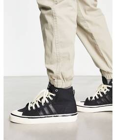 Черные высокие кроссовки adidas Originals Nizza RF 74