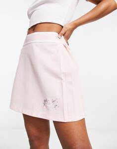 Плиссированная юбка пастельного розового цвета с цветочным логотипом adidas Originals