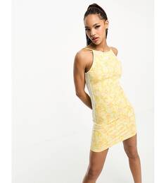 Желтое платье мини с цветочным принтом adidas Originals Island Club