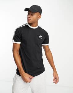 Черная футболка с тремя полосками adidas Originals