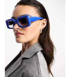Синие солнцезащитные очки в массивной квадратной оправе ASOS DESIGN