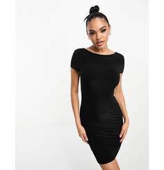 Черное платье-футболка мини с вырезом сзади ASOS DESIGN