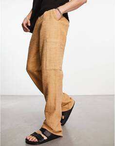 Бежевые брюки карго свободного кроя с текстурой ASOS DESIGN