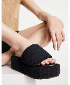 Черные махровые сандалии на платформе ASOS Weekend Collective ASOS DESIGN