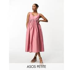 Темно-розовый сарафан миди с квадратным вырезом ASOS DESIGN Petite ASOS Petite