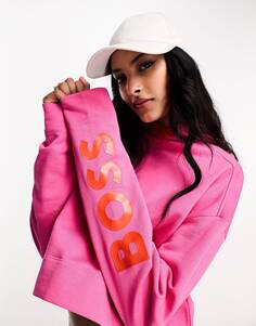 Худи розового цвета на рукавах с логотипом BOSS Eflam BOSS by Hugo Boss