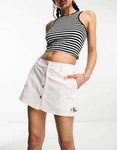 Белая юбка на пуговицах с монограммой и логотипом Calvin Klein Jeans