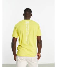 Желтая футболка с принтом в виде земного шара на спине Champion Rochester Future