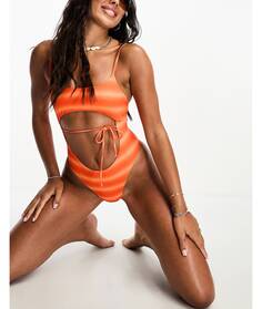 Оранжевый купальник с вырезом спереди Candypants
