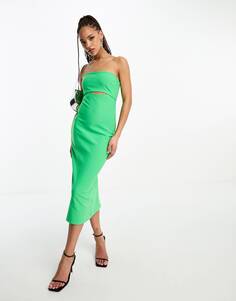 Зеленое платье миди с вырезами-бандо Forever New