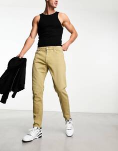 Светло-коричневые зауженные джинсы прямого кроя в стиле 90-х Hollister