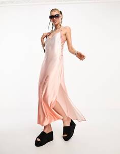 Розовое платье-комбинация на бретелях с эффектом омбре HUGO Kasaka