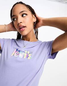 Идеальная футболка Levi&apos;s фиолетового цвета с мраморным логотипом Levis