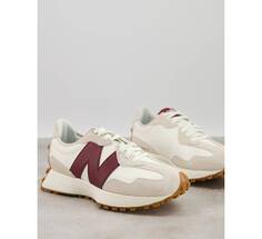 Бело-бордовые кроссовки New Balance 327