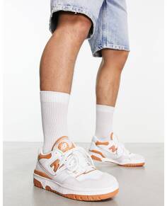 Бело-оранжевые кроссовки New Balance 550