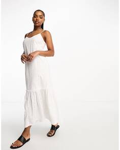 Белое платье миди с ремешками и вышивкой New Look