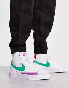 Бело-зеленые кроссовки Nike Blazer Mid &apos;77