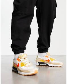Кроссовки Nike Air Max 90 цвета камня и оранжевого цвета