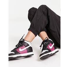 Высокие кроссовки Nike Dunk черного цвета и розового дерева