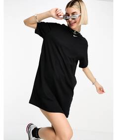 Черное платье-футболка с мини-галочкой Nike Essential