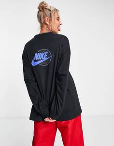 Черная футболка с длинным рукавом с графическим принтом на спине Nike Sports Utility
