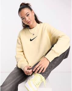 Флисовая толстовка миди с логотипом Nike светло-ванильного цвета