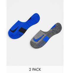Комплект из 2 носков Nike Running Multiplier серого и синего цветов для невидимок