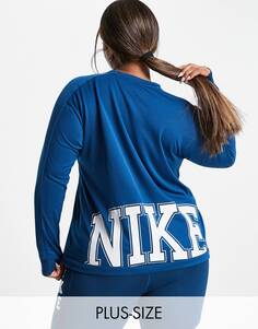 Темно-синий топ с длинными рукавами и логотипом на спине Nike Running Swoosh Plus Run Dri-FIT