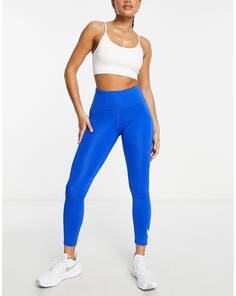 Синие леггинсы 7/8 с логотипом Nike Running Swoosh