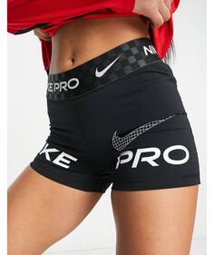 Черные шорты Nike Pro Training dri fit шириной 3 дюйма с рисунком Nike Training