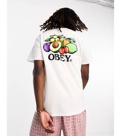Белая футболка с принтом Obey bowl of fruit