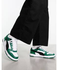 Белые, черные и зеленые кроссовки Puma RBD Game Low