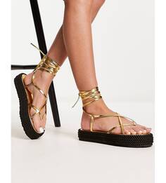 Золотистые сандалии с ремешками South Beach