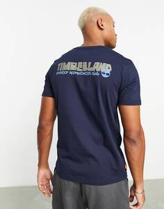 Темно-синяя футболка Timberland с наружным принтом на спине