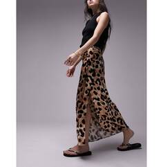 Разноцветная юбка-саронг миди с леопардовым принтом Topshop